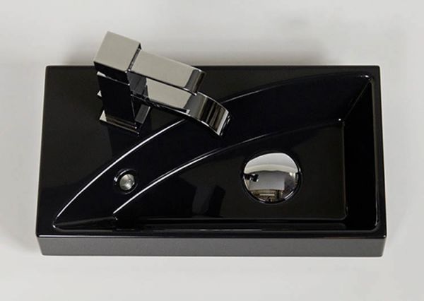 Badmöbel Gäste-WC FAROS 40 "Black edition", Waschbeckenunterschrank montiert