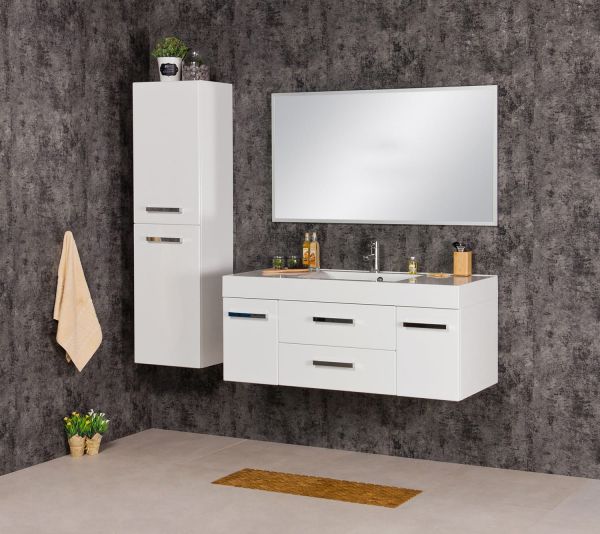 Badmöbel ARUVA, Breite 120 cm, weiß glänzend (AR1200-E-2S)