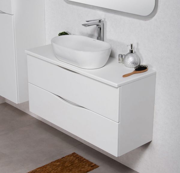 Badmöbel Onda Breite 100 Tiefe 38 cm weiß matt OND-B6-U100
