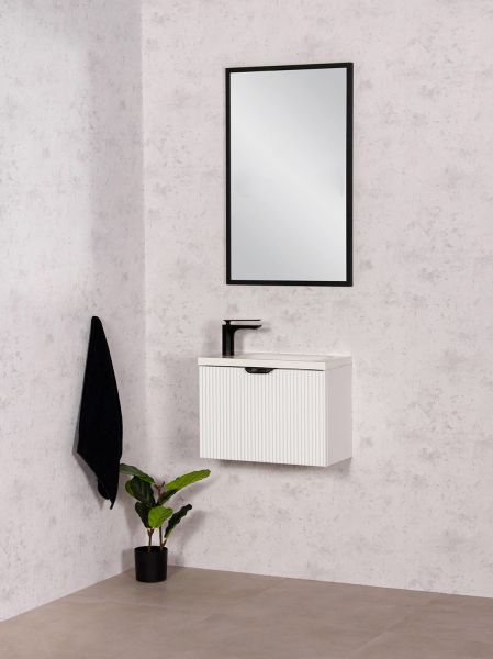 Gäste-WC Möbel FAROS ART, Breite 50 cm, seidenmatt weiß (FRC-B50)