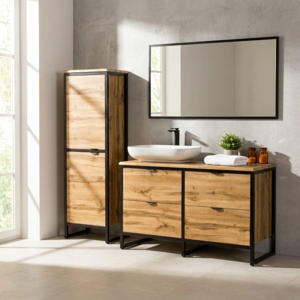 Badmöbel Cosmo 120, Badhochschrank optional als Zubahör