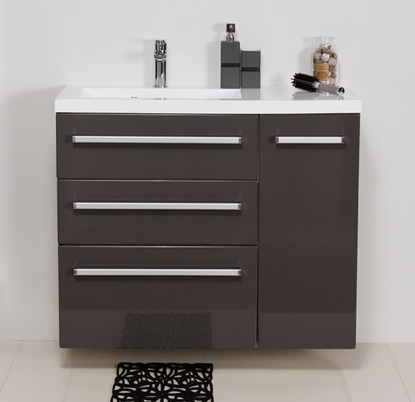 Waschplatz Genua Breite 90 cm, grafitgrau glänzend, GE9356