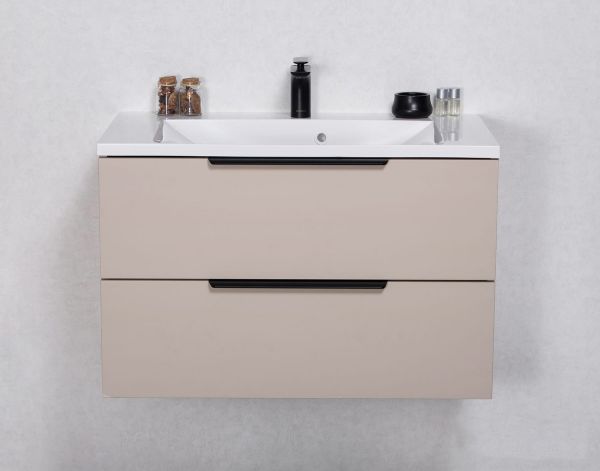 Badmöbel SYDNEY 80 cm, Macadamia matt, Waschtisch und Unterschrank (montiert)