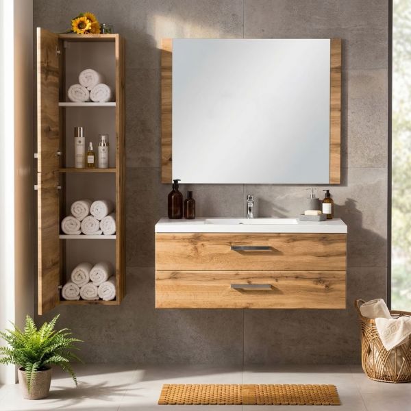 Badschrank mit 2 Türen, Eiche Natur (HSGN622T)