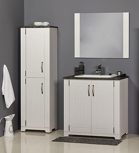 Badmöbelset ANTIC 80 cm inkl. Hochschrank, weiß