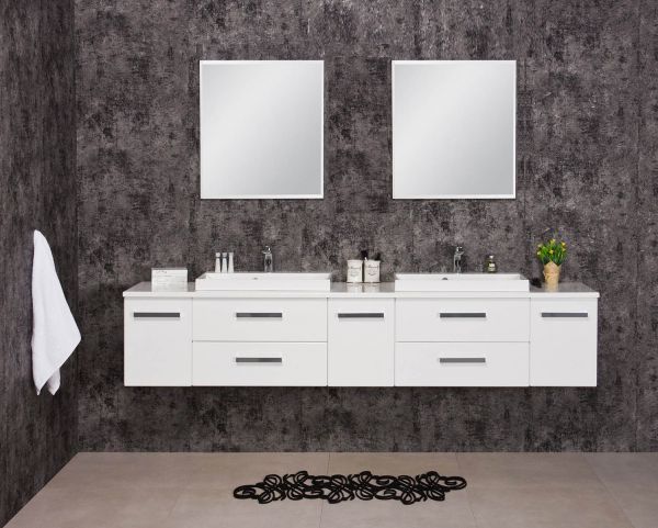 Badmöbel-Set SUSAN, Breite 210 cm, weiß, Waschtischunterbau montiert