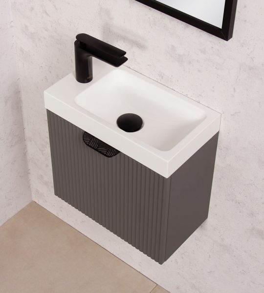 Gäste-WC Möbel FAROS "ART", Breite 40 cm, seidenmatt grau, Unterschrank montiert