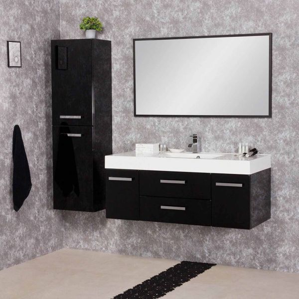 Badmöbel Aruva, Breite 120 cm, schwarz glänzend