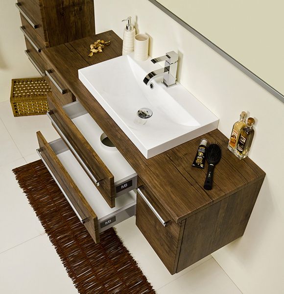 Badmöbel Susan, Breite 120 cm, Holzdekor antik, SN1250-2S