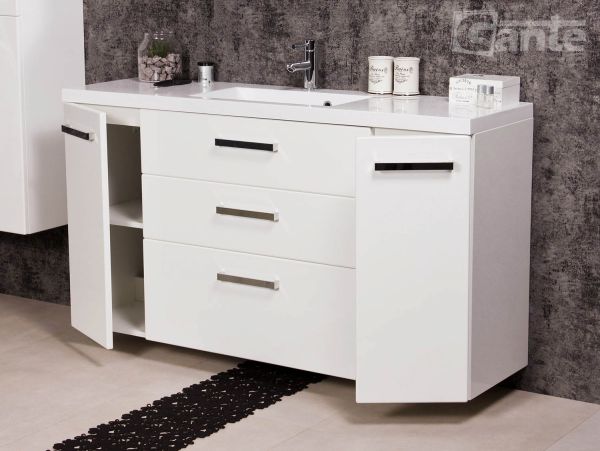 Badmöbel Genua 140, 3 Schubladen, weiß glänzend (GE4347)