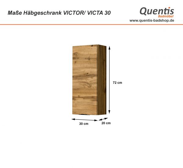 Hängeschrank VICTOR/ VICTA, Breite 30 cm, Eiche Natur