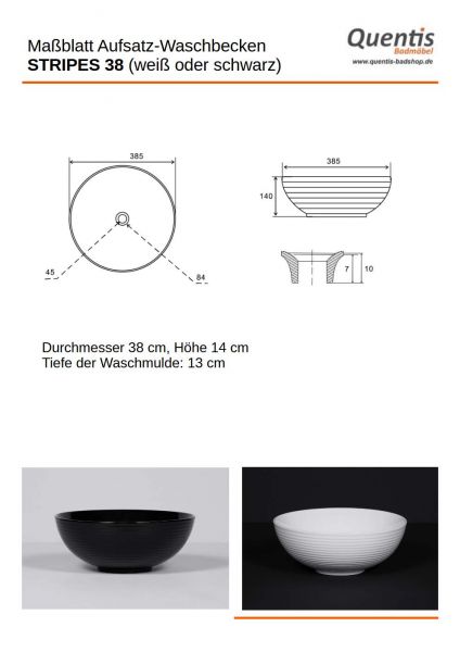 Aufsatz-Waschbecken STRIPES 38, Keramik