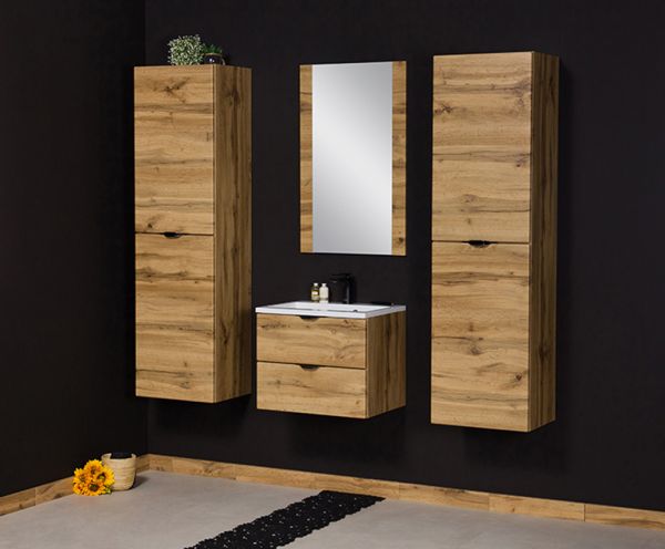 Badmöbelset VICTOR 50, 2 Schubladen, Eiche Natur (VIC50262)