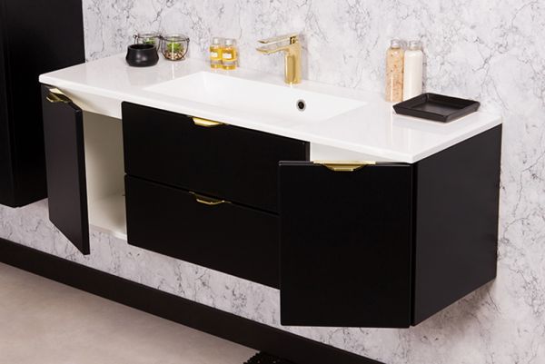 Quentis Badmöbel-Set VICTOR 120, schwarz matt (VIC12048)