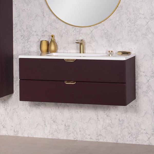 Badmöbel MAGNOLIA Breite 100 cm, burgunderrot satiniert