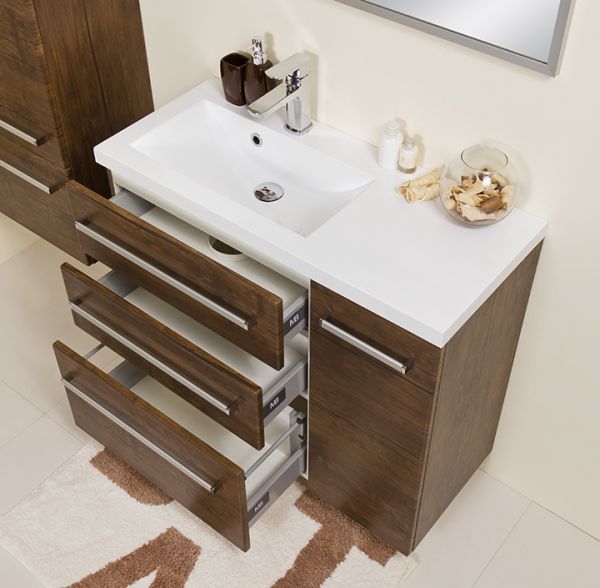 Waschplatz Genua Breite 90 cm, Front und Korpus Holzdekor antik, GE9350