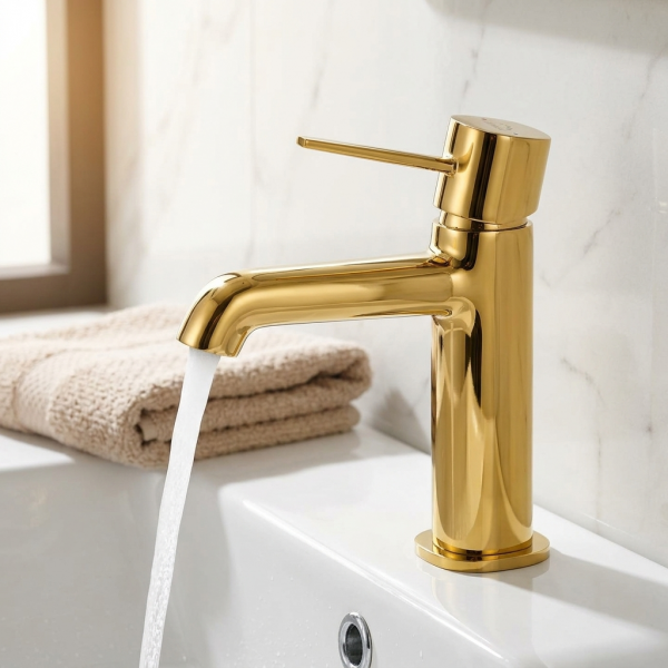 Waschtischarmatur POLA, gold glänzend, inkl. Pop up Ablaufventil