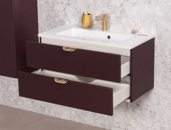 Quentis Badmöbel Magnolia 80 cm Waschbecken mit Unterschrank (MAG80-BR)