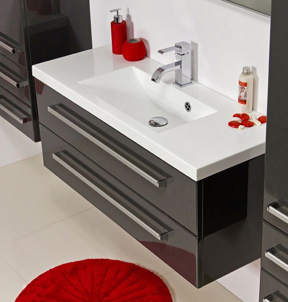 Quentis Badmöbel Genua 100 cm, grafitgrau glänzend (GE1266)