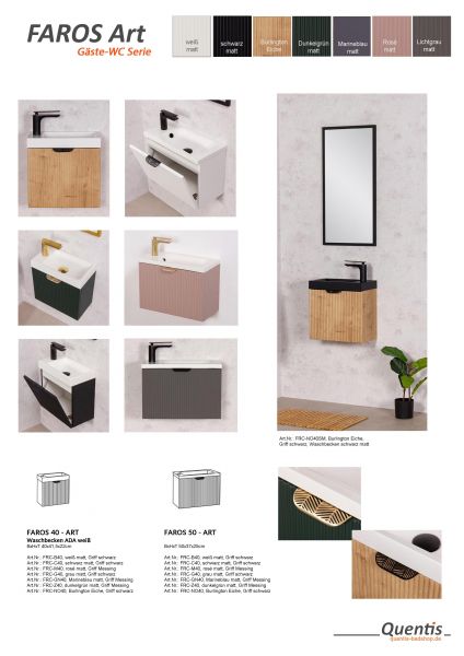 Gäste-WC Möbel FAROS "ART", Breite 40 cm, seidenmatt schwarz, Unterschrank montiert