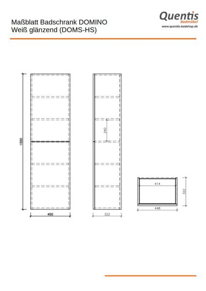 Badschrank DOMINO weiß matt Breite 45 cm 2 Türen, vormontiert DOMHSB