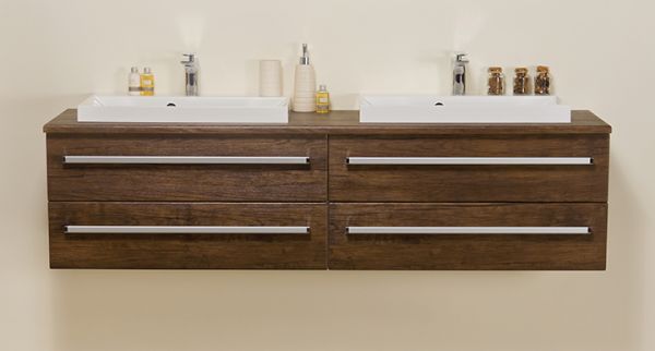 Badmöbelset SUSAN 160 cm – Doppelwaschtisch in Holzdekor Antik