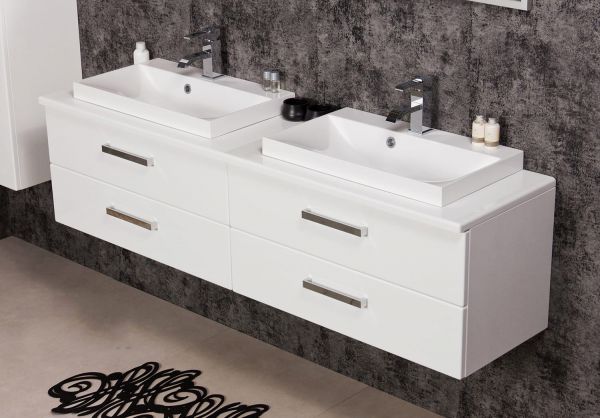 Badmöbel Susan 160, Doppelwaschplatz weiß (SN1647)