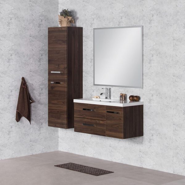 Quentis Waschplatz GENUA 90, Nussbaum (GE92OR) mit Zubehör