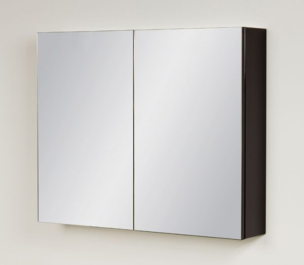 Spiegelschrank Breite 80 cm schwarz glänzend montiert SPS8048