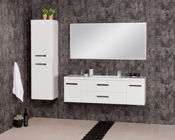 Badmöbelset GENUA, Breite 140 cm, weiß glänzend (GE4247)