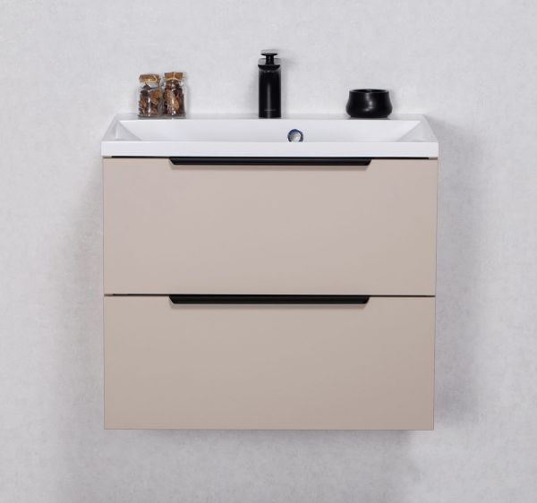 Badmöbel SYDNEY 60 cm, Macadamia matt, Waschtisch und Unterschrank (montiert)