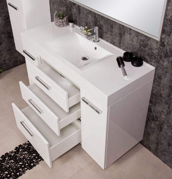 Badmöbel Aruva 120 XL weiß glänzend (AR1200-E-3S)