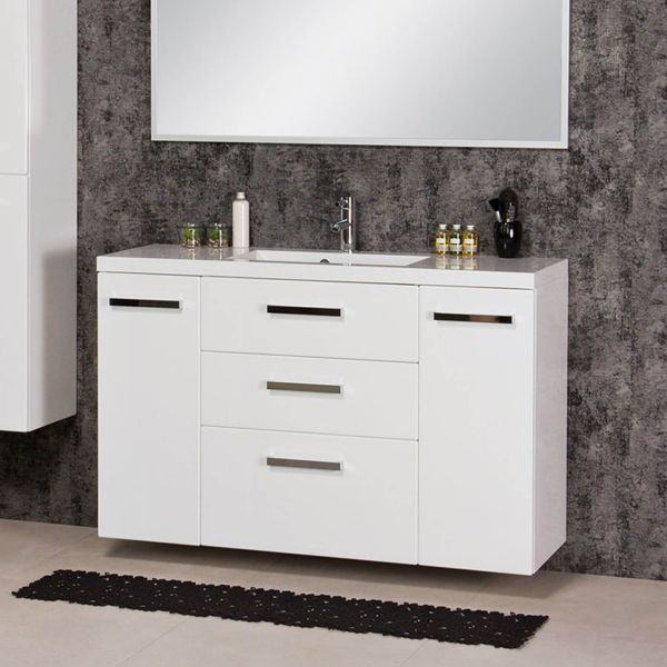 Badmöbel Genua 120 - XL, weiß, 3 Schubladen, montiert, GE12347