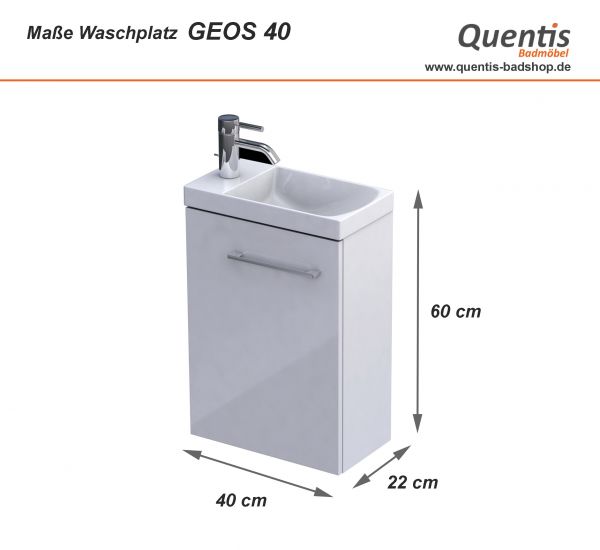 Quentis Gäste-WC Möbel GEOS, Breite 40 cm,Maße