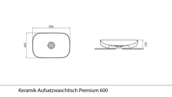 Badmöbel COSMO 100 cm, bodenstehend, Eiche/ Schwarz, Aufsatzbecken weiß