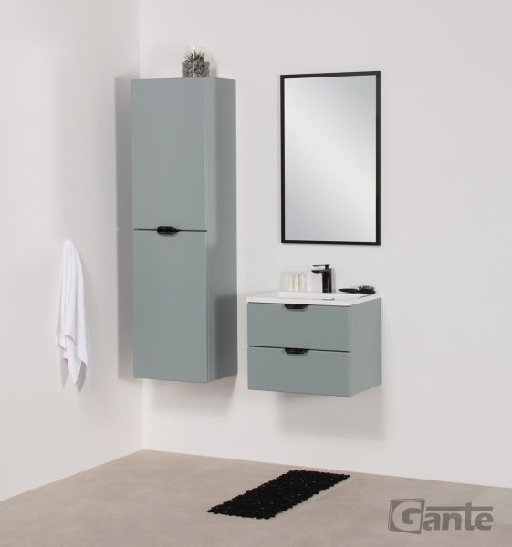 Badmöbel MAGNOLIA 50 cm, Gletscherblau satiniert, Waschtischunterbau montiert inkl. Waschbecken-Cop