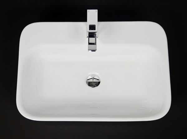 Keramik-Aufsatzwaschtisch BALI , B 65 H 10 T 45 cm, weiß