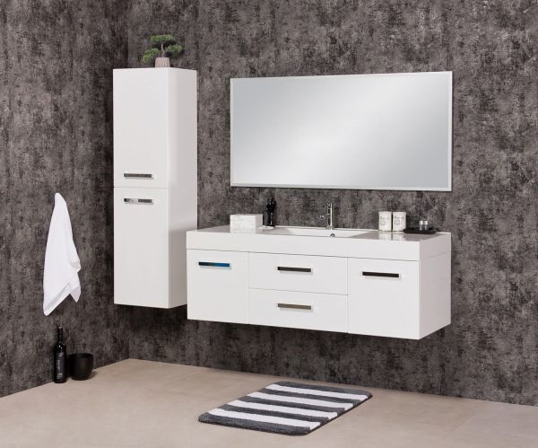 Badmöbel Aruva 140, Waschplatzset weiß, Breite 140 cm (AR1412-E-2S)