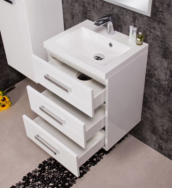 Badmöbel Genua, Breite 50 cm, 3 Schubladen, weiß (GE5347)