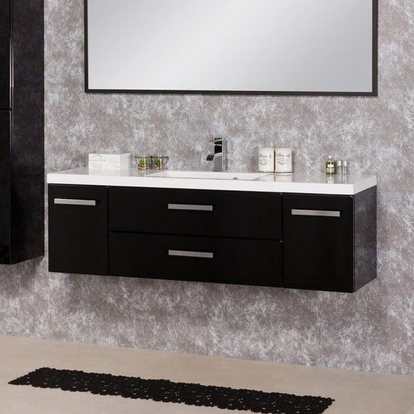 Badmöbel Genua 140 cm, schwarz glänzend (GE4248)