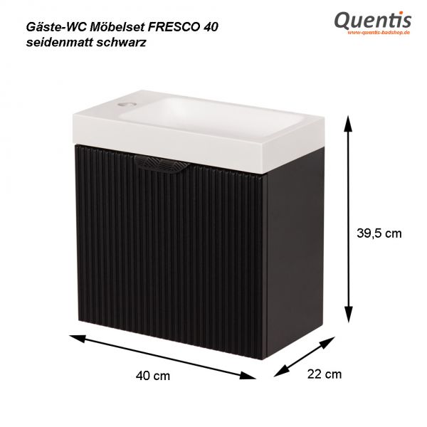 Gäste-WC Möbel FAROS "ART", Breite 40 cm, seidenmatt schwarz, Unterschrank montiert