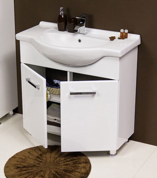 Badmöbel Tango, Breite 85 cm, weiß, stehend, 2 Türen