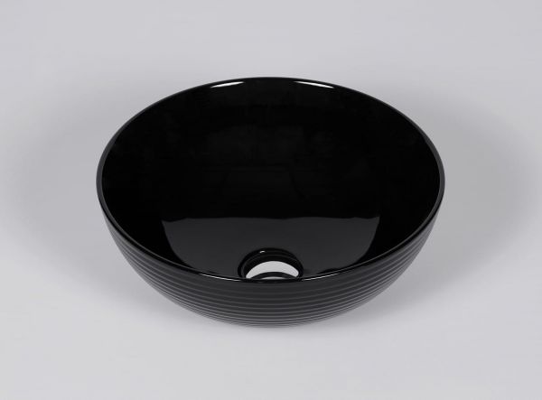 Aufsatz-Waschbecken STRIPES 38, Keramik, schwarz