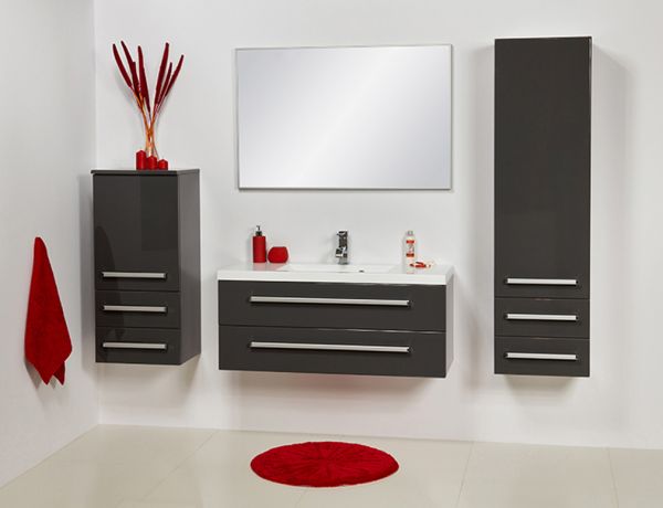 Quentis Badmöbel Genua 100 cm, grafitgrau glänzend (GE1266)