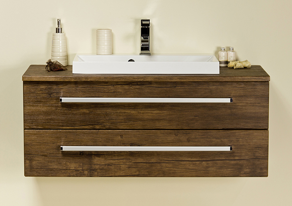 Quentis Badmöbel Susan, Breite 100 cm, 2 Schubladen, Holzdekor antik