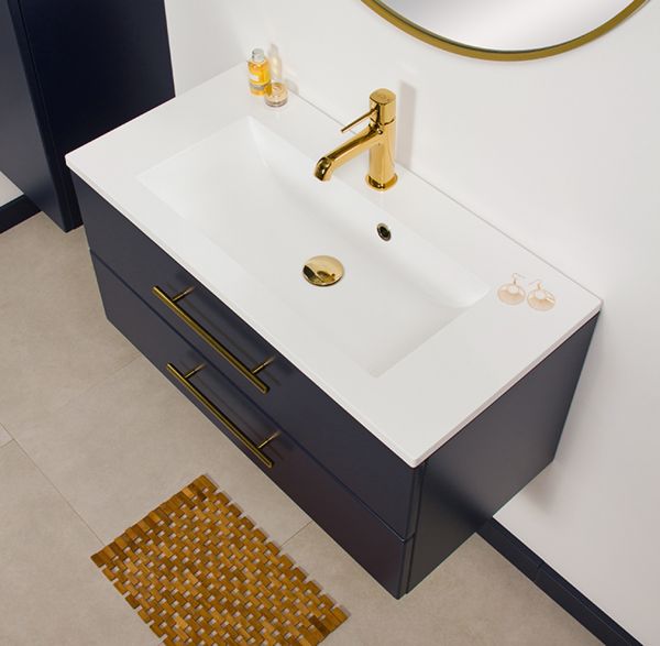 Badmöbelset Belli, Breite 80 cm, Marineblau matt (BL8049)