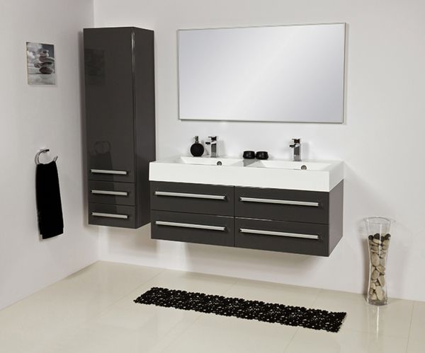 Quentis Doppelwaschplatz ARUVA 120, grafitgrau (AR1256-D-4S)