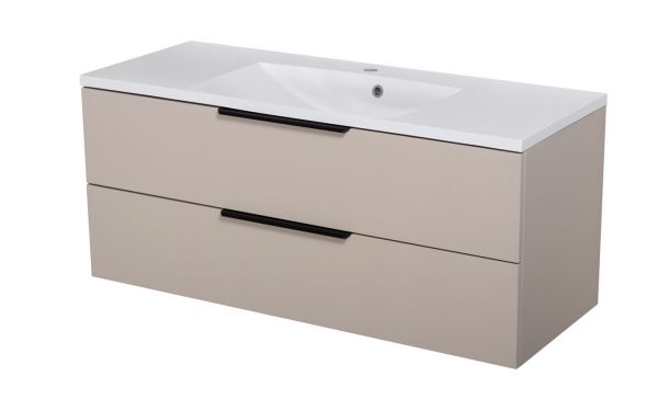 Badmöbel SYDNEY 100 cm, Macadamia matt, Waschtisch und Unterschrank (montiert)