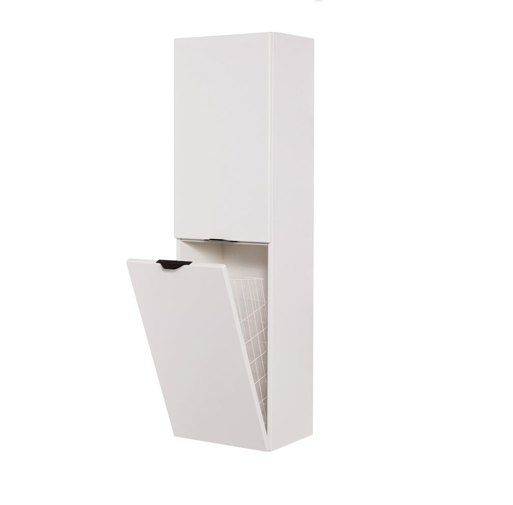 Quentis Bad Hochschrank Viktor mit Wäschekorb, weiß matt