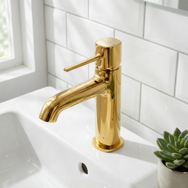 Waschtischarmatur POLA, gold glänzend, inkl. Pop up Ablaufventil